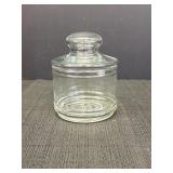 Hand blown glass apothecary jar w/lid.  4.5in