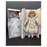 2 16in porcelain dolls - bride & Tussini Andrea,