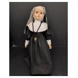 Vtg Porcelain Nun Doll w/ Black & White Habit &