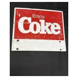Vtg metal "Enjoy Coke" adv. sign, 16.25 x 14in.,
