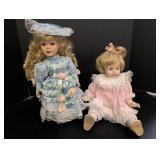 Porcelain Dolls Blue Satin Lace dress, Pink