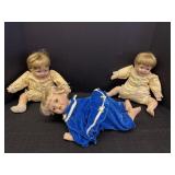 2 1989 Danbury Mint porcelain dolls & 1 porcelain