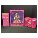 Vtg. variety of Mattel plastic toys & cases. Doll