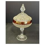 11.75" Diamond Point Ruby Compote Dish