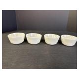 4- 3.25" Milk Glass Oven Safe Bowls