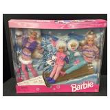 1995 Mattel Winter holiday Barbie dolls sledding