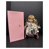 Porcelain Doll With Bench & Stuffed Animal