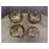 Corning Ware Visions Pyrex Amber Saucepans w/