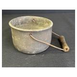 3.75" Cast Iron Pot  w/ metal/wooden handle