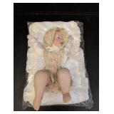 Porcelain Lying Down Baby Doll w/ Pillow "Lisa"