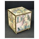Glass/Metal Block Trinket Box w/ Mirrored Bottom