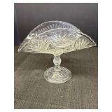 Clear pressed glass crescent banana boat stand,