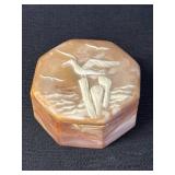 Hand-Carved Pink Soapstone Octagonal Trinket Box