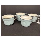 Set of 4 Speckled Blue Enamel Mugs