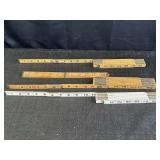 (4) Vtg. Lufkin & other wooden folding rulers