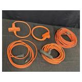 Variety of orange extension cords - 2ft, 3 outlet