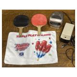 Variety of household items - ping pong paddles,