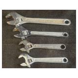 Variety sized adjustable wrenches various brands