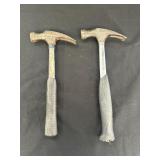 2 claw hammers w/ steel & rubber handles