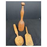 Wooden Kitchen Utensils - Spoon, Butter Paddle,