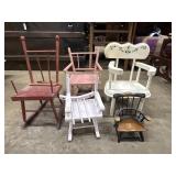 Variety of wooden doll chairs