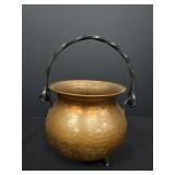 Small Copper Cauldron w/ cast iron handle