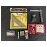 Square, allen wrenches, nut driver set, level,