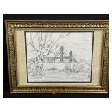 Framed Bridge Sketch Drawing