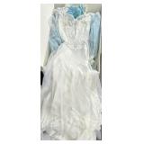 Wedding dress/gown w/ lace, pearls, & sheer fabric