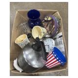 Tea pot, alarm clock, mug, vases. candle holder