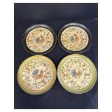 (4) Hand Painted Isco Rooster Paper Mache Plates