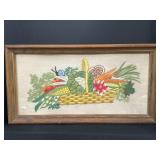 Framed embroidered vegetable basket