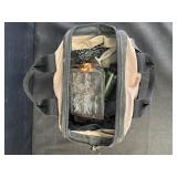 Canvas work bag w/ nails, digital wind gauge &