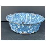10" Blue & white swirl enamelware bowl