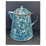 12.25" Chrysolite green swirl enamelware coffee