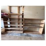 2 Wooden 3 shelf shelving units