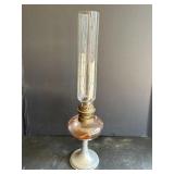 22" Glass & aluminum oil lamp