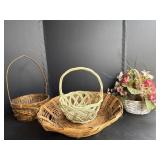 (4) Variety of Vintage Wicker Baskets
