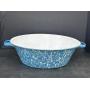 16" Blue & White Swirl Enamelware Basin w/ Handles