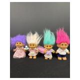 (4) RUSS Troll Miniature Dolls