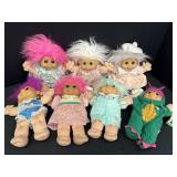 7 Russ Berrie Troll Kidz plush soft-body dolls