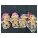 4 Russ 5in trolls, each w/different hair color &