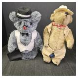 Vintage Teddy Bears on Stands: Business & Cowboy