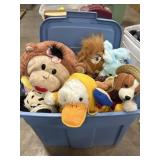 Variety of Stuffed animals in 18 gal. tote w/ lid