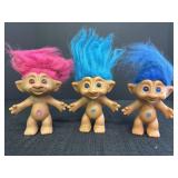 (3)Ace Novelty Treasure Troll "Wishstone" dolls,