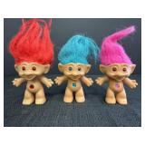 (3) Ace Novelty Treasure Troll "Wishstone" dolls,
