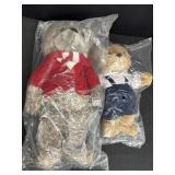 Precious Moments plush bears, new in plastic,