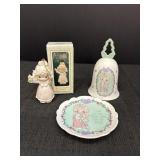 Precious Moments ornament, bell, & plate.  Joy