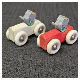 (2) 1989 Vilac Babar the Elephant Wooden Toy Cars
