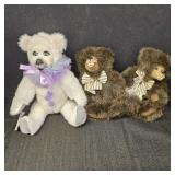 (3) Jointed Teddy Bears: Clown Circus & "Jerry"